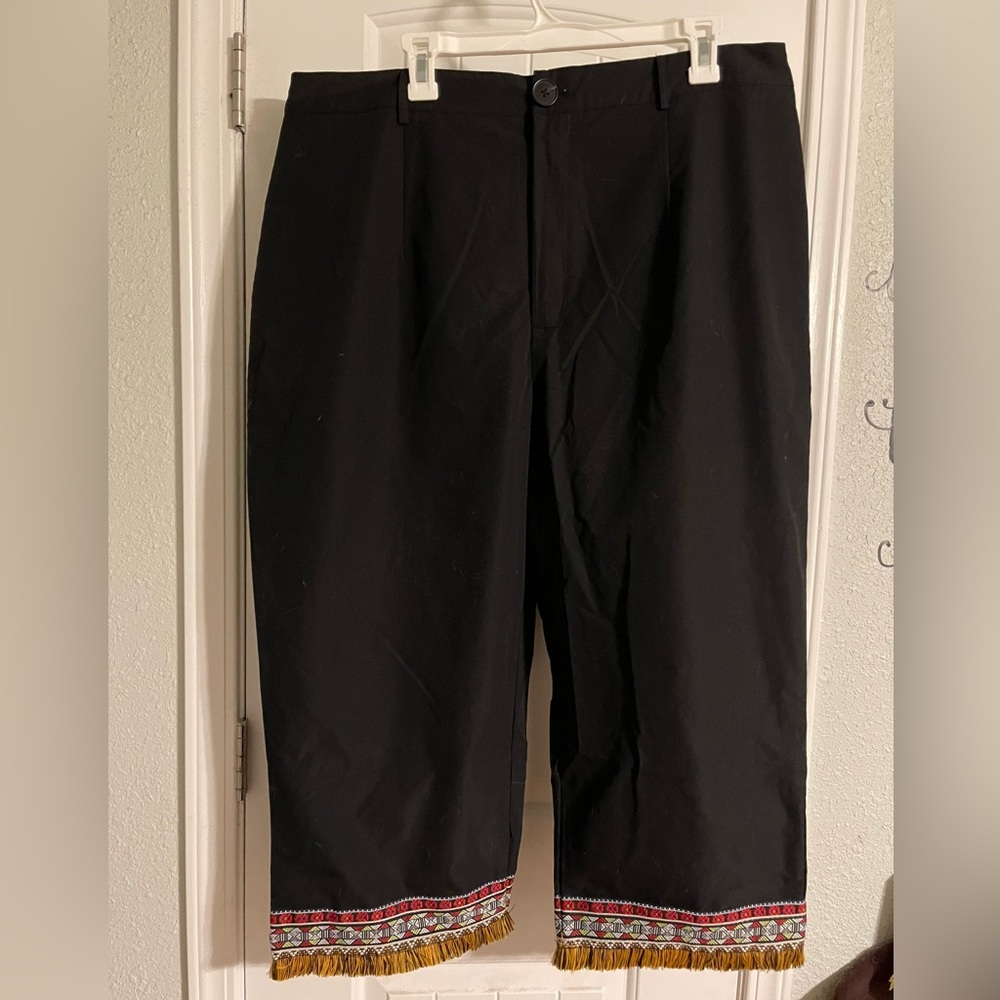 SHEIN curve black business crop pants embroidered fringe leg cuff 3x